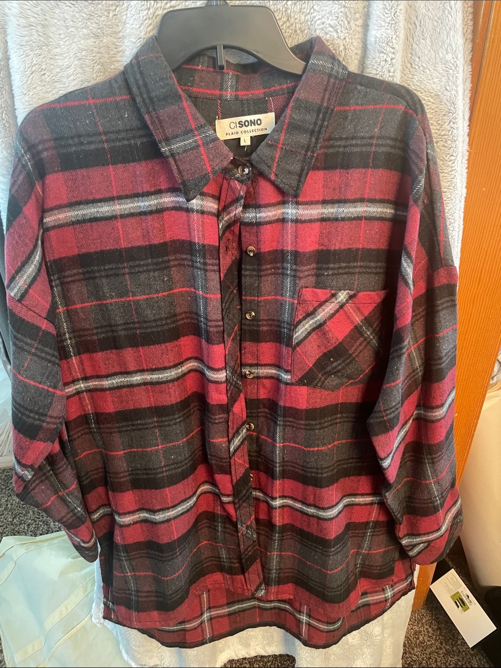 Ci Sono dark orange and Black Plaid Button-Down Shirt